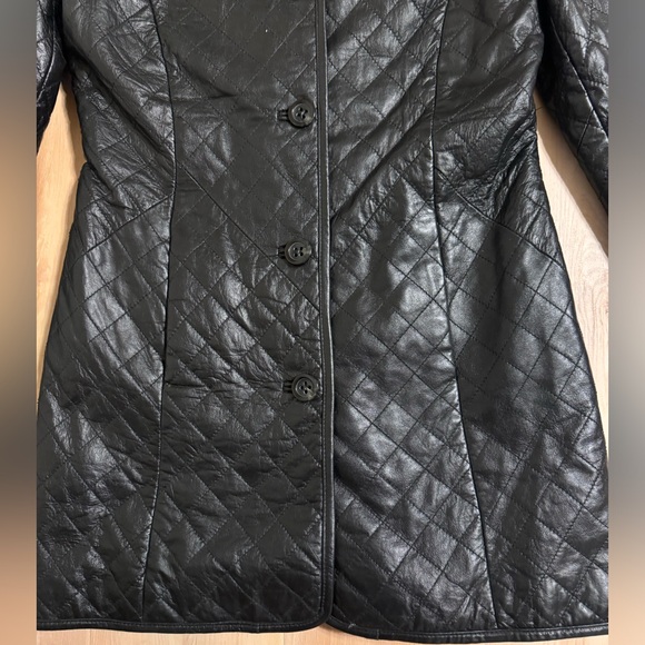 Neiman Marcus Quilted Long Leather Jacket Size Small - Picture 7 of 8